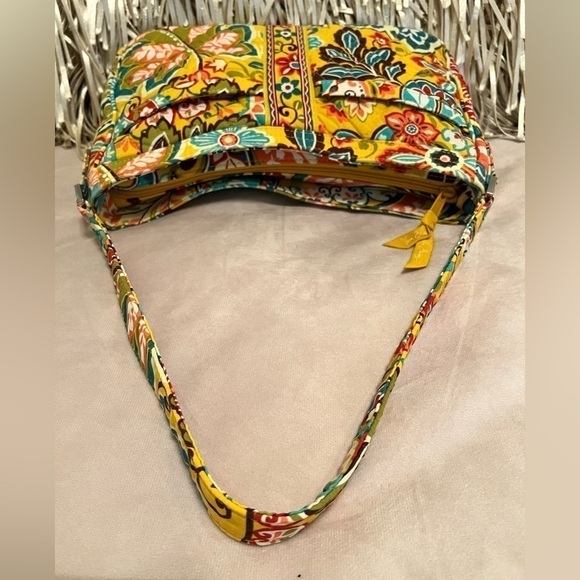 VERA BRADLEY Provincial Cassidy Shoulder Bag 1 Strap Zip Top Yellow East West - Picture 6 of 11
